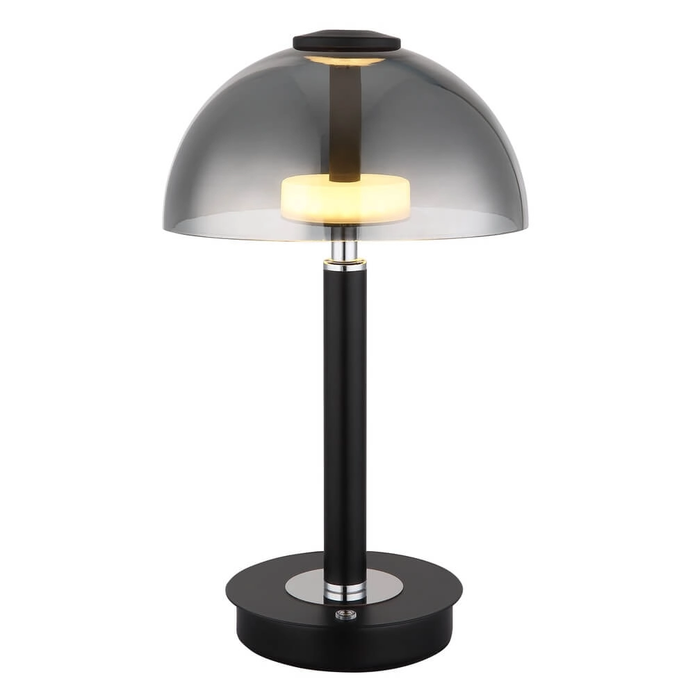 Lampe de table Uldin noir avec verre fumé