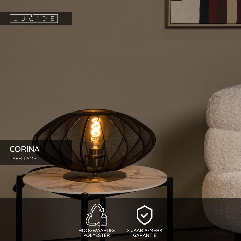 Lampe de table Corina noir Ø 40cm Lucide 5411212032041