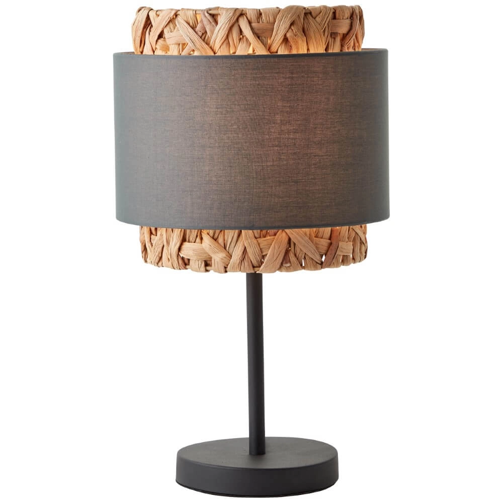 Lampe de table Waterlilly rotin avec tissu gris