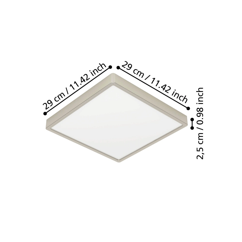 Lumière LED de plafond Fueva 6 Carré - Acier inoxydable - 29x29cm Eglo 9008606330287