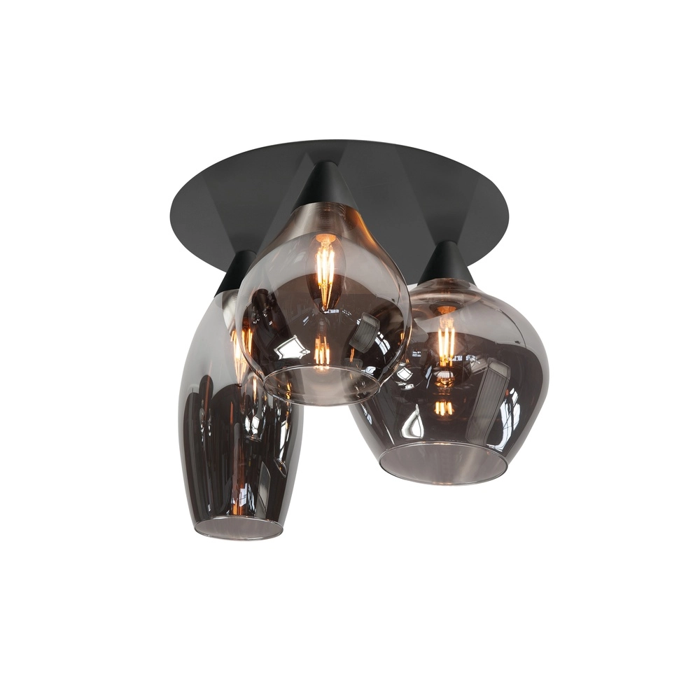 Lampe de plafond Cambio noir avec verre fumé