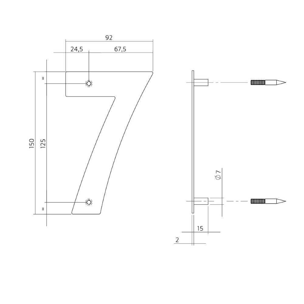Maison numéro 7 Numbra Acier inoxydable 150x2mm Intersteel 8714186126769