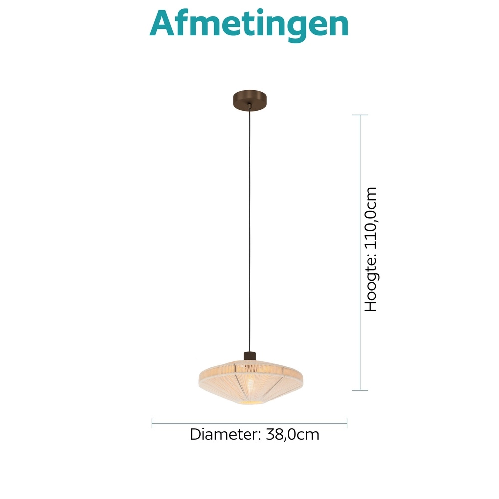 Lampe pendante Japandi Orimini Ø 38cm - bronze avec crème Eglo 9008606347827