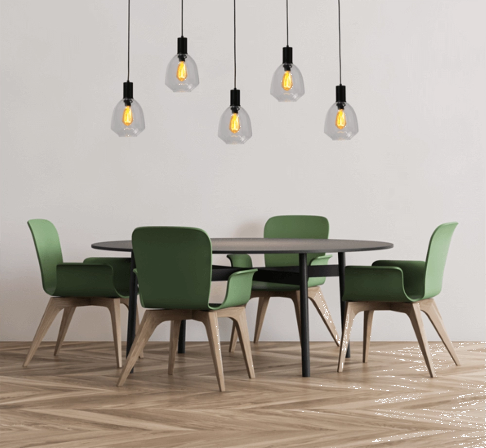 Lampe suspendue 5 lumières - noire - Porto avec verres transparents Nicolette Masterlight 8718121270326