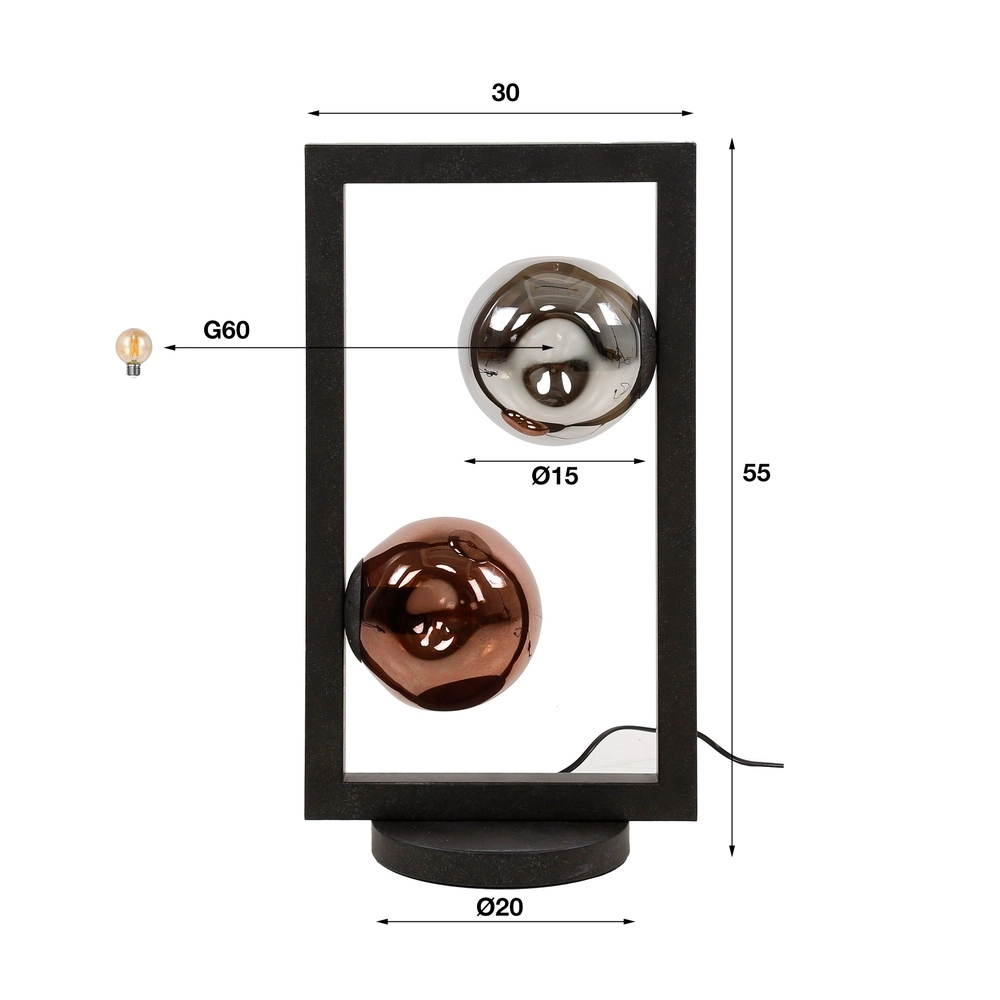 Lampe de table en verre Stellar 2 lumières Lyora 8716803511644