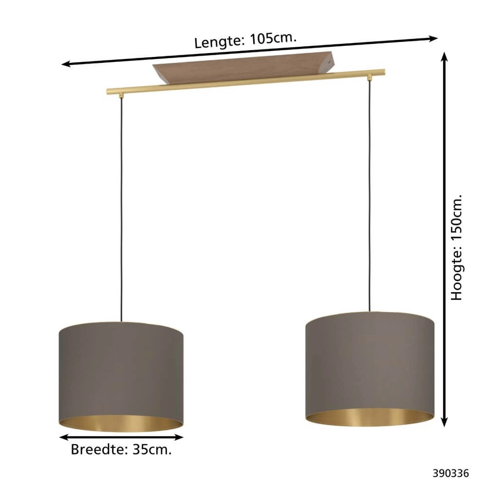 2-light hanging lamp Santandria gold with brown shade Stars of Light 9008606274789