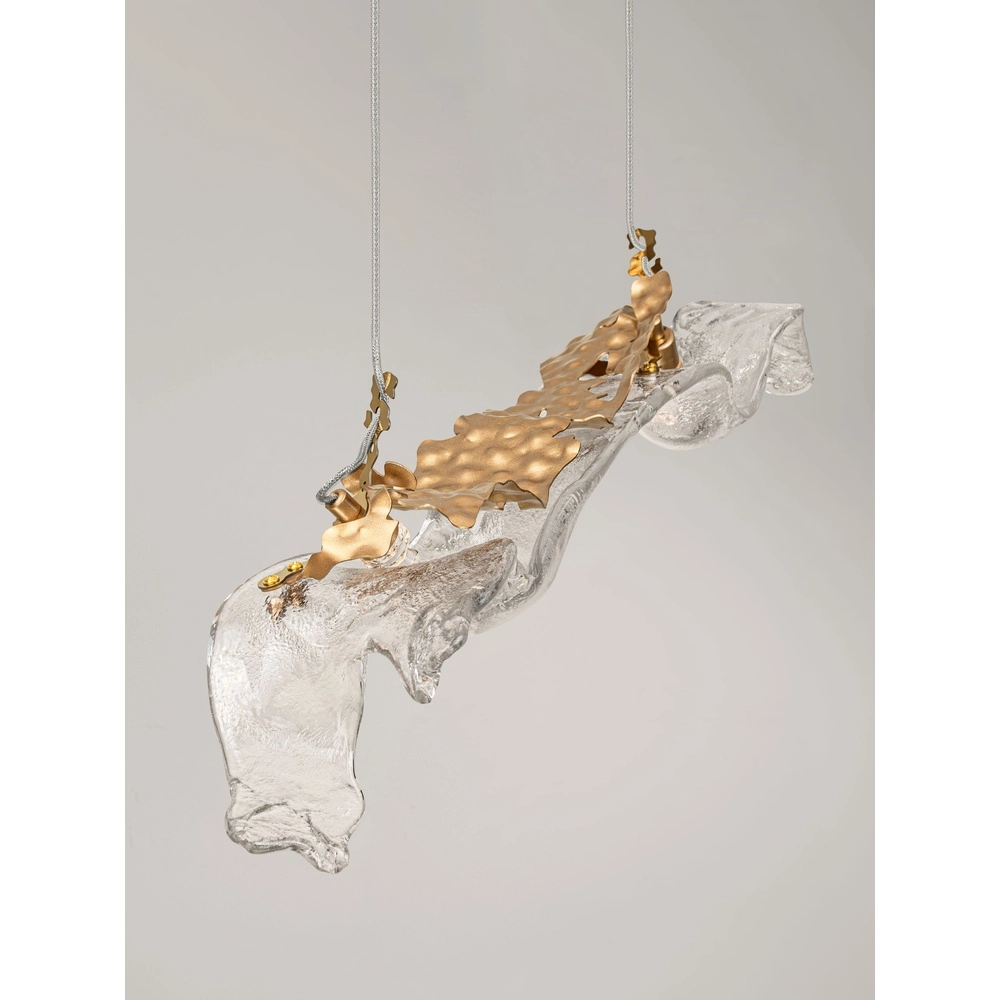 Lampe pendante dorée Avesa avec du verre transparent Lyora 5212063500419