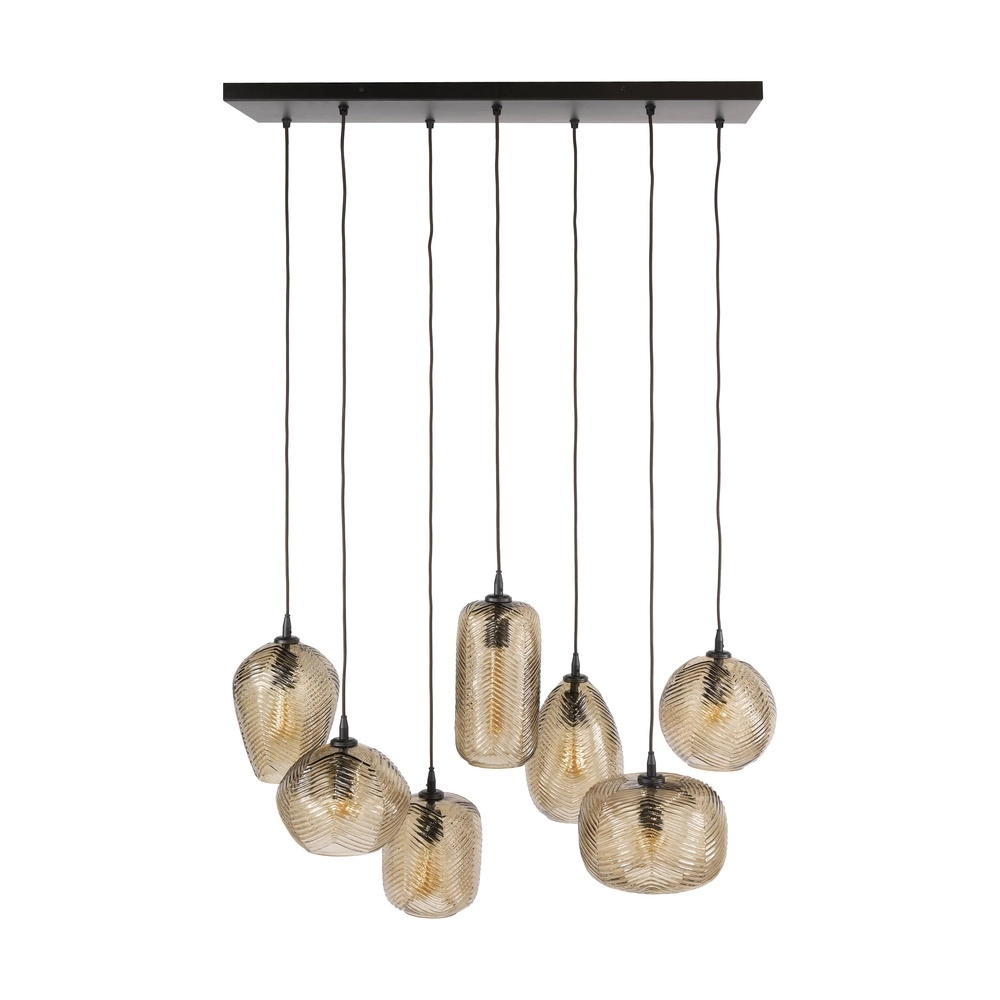 Lampe suspendue à 7 lampes Chevron Verre brun fumé Lyora 8716803515000