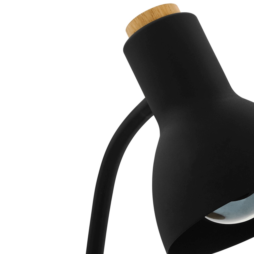Lampe de bureau rurale Veradal noir avec du bois Eglo 9002759988319