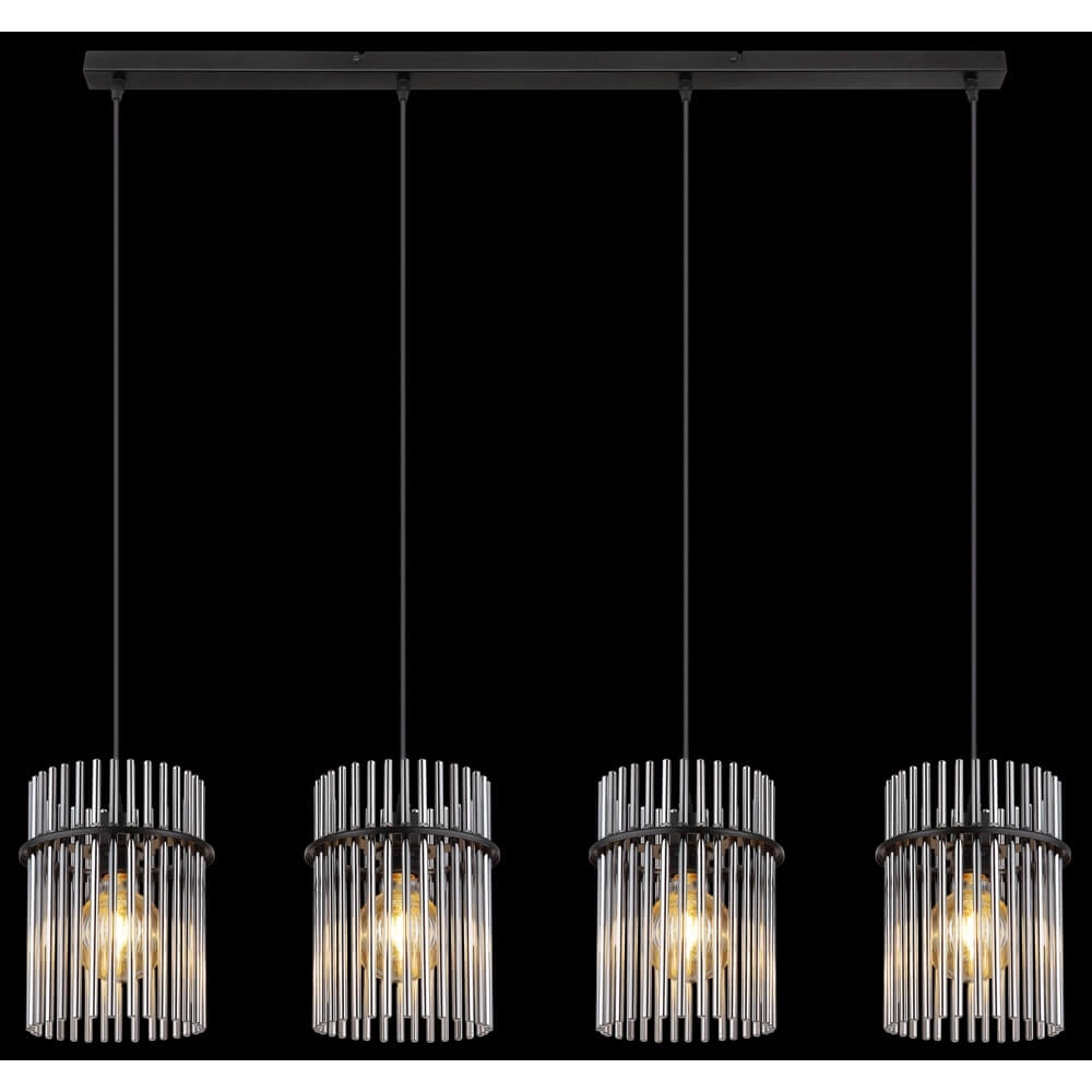 Suspension noire Gorley avec verre fumé 4 lumières Globo 9007371448180