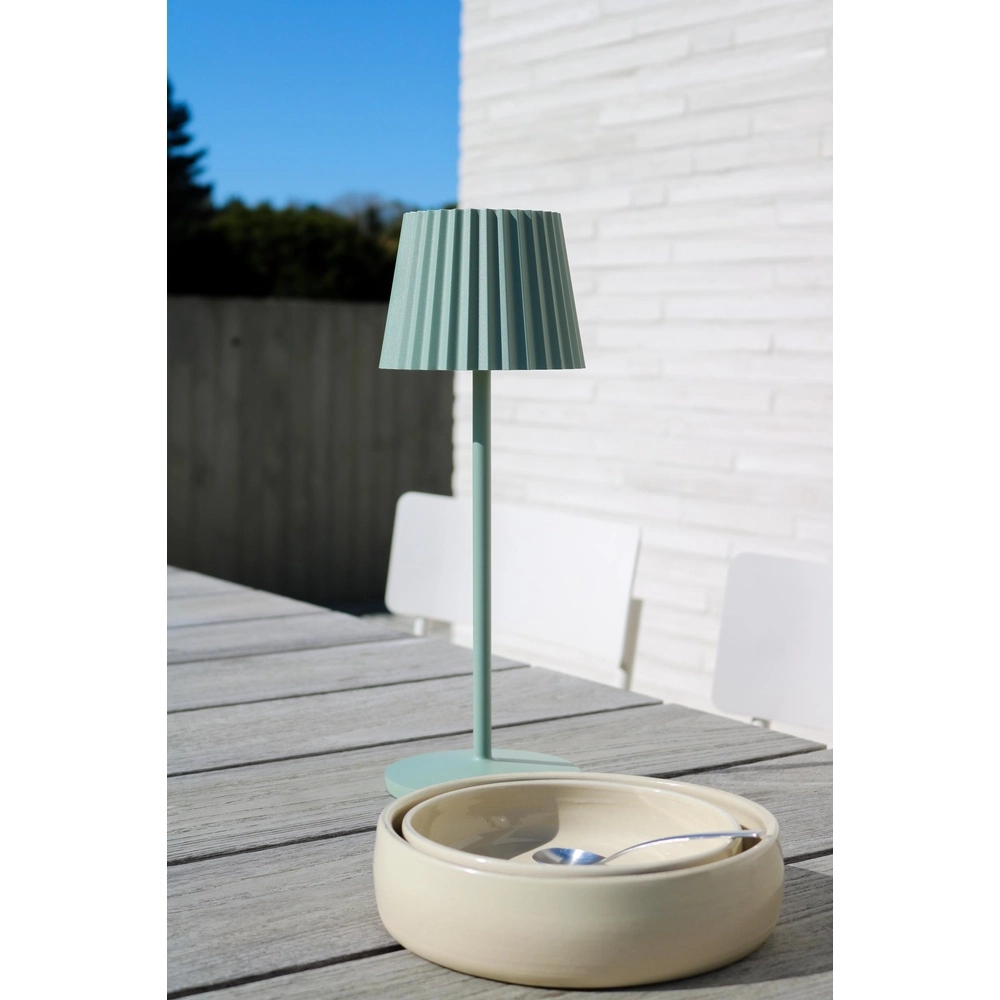 Lampe de table rechargeable Justine Vert avec station de recharge Lucide 5411212272225