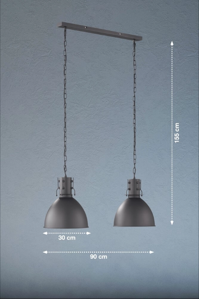 Lampe suspendue 2 lumières London industriel Fischer & Honsel 4003694605724