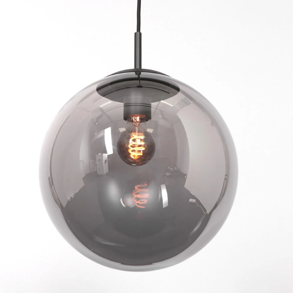 Lampe suspendue en verre à 6 lumières Bolique noir avec verre fumé Steinhauer 8712746166422