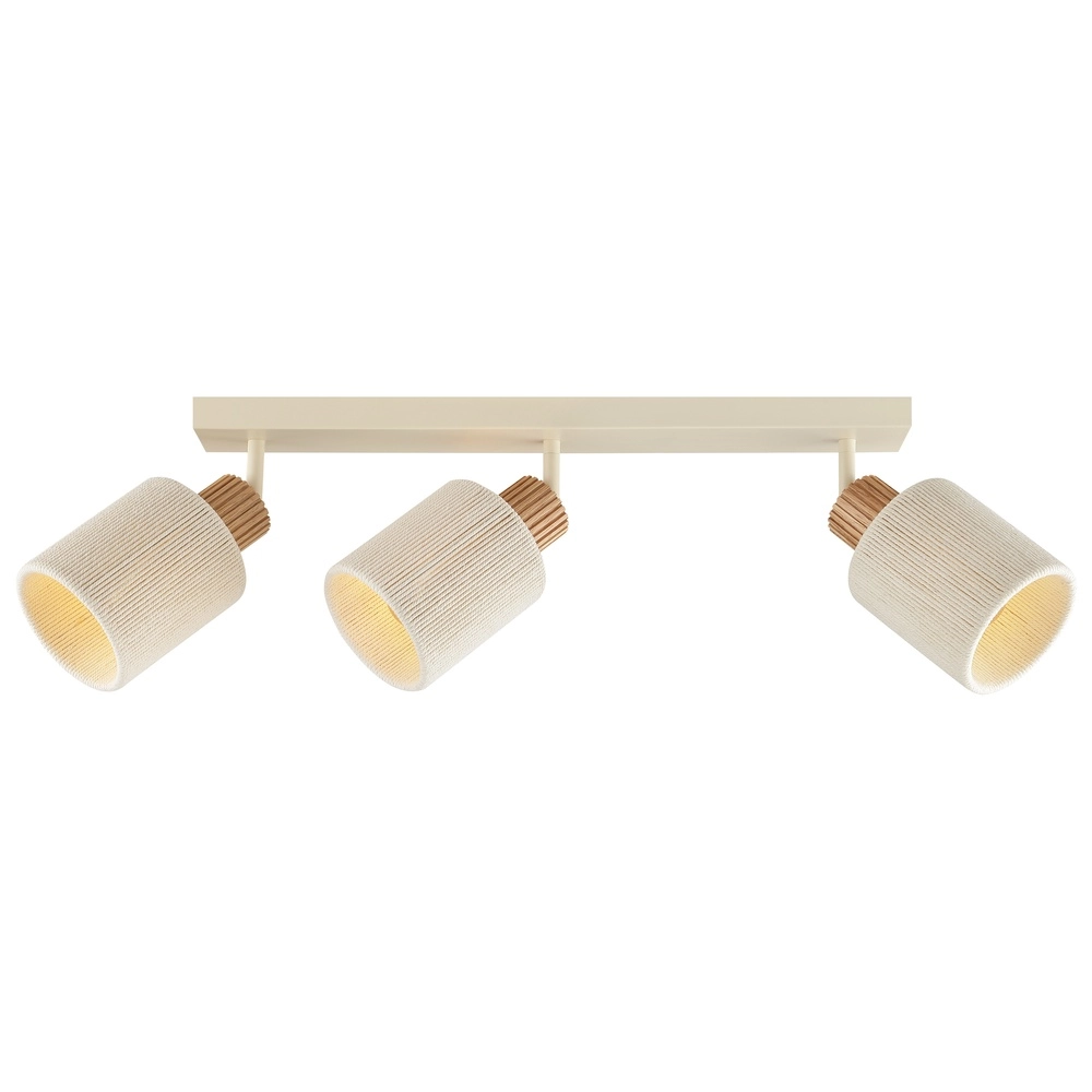 Lampe de plafond Arlo brun sable avec 3 lumières en bois