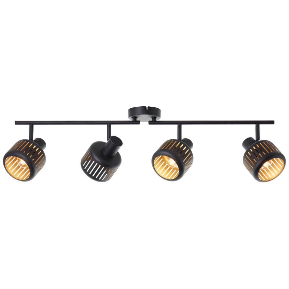 Plafonnier 4 lumières Tyas noir avec de l'or Plafonnier 4 lumières Tyas noir avec de l'or