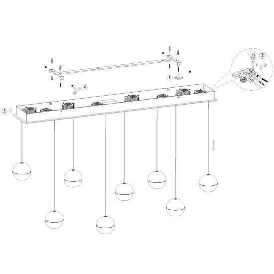 Lampe suspendue de table à manger 115 cm Belluno LED 8 lumières - laiton Steinhauer 8712746184013