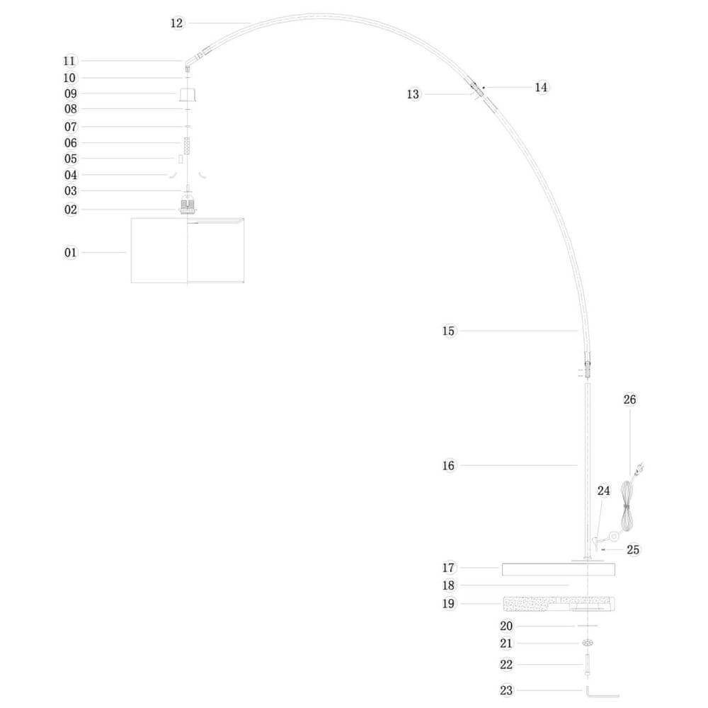 Lampe à arc Solva métal avec grand abat-jour blanc Steinhauer 8712746174908