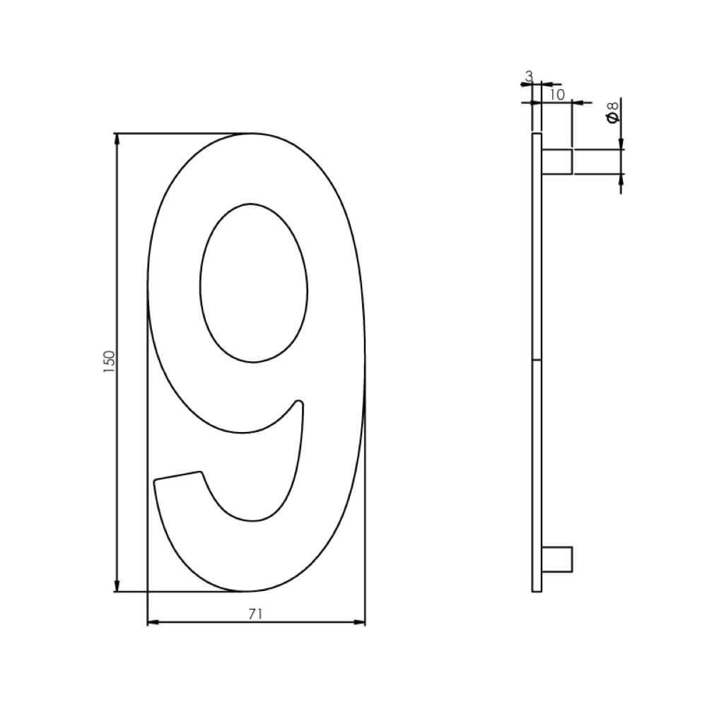 Maison numéro 9 Numbra Acier inoxydable 15cm Intersteel 8714186058374