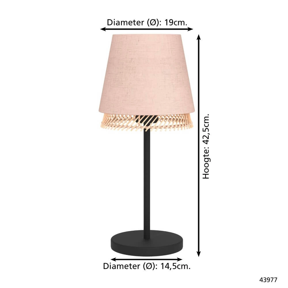 Lampe de table Tabley lin avec rotin Eglo 9002759439774