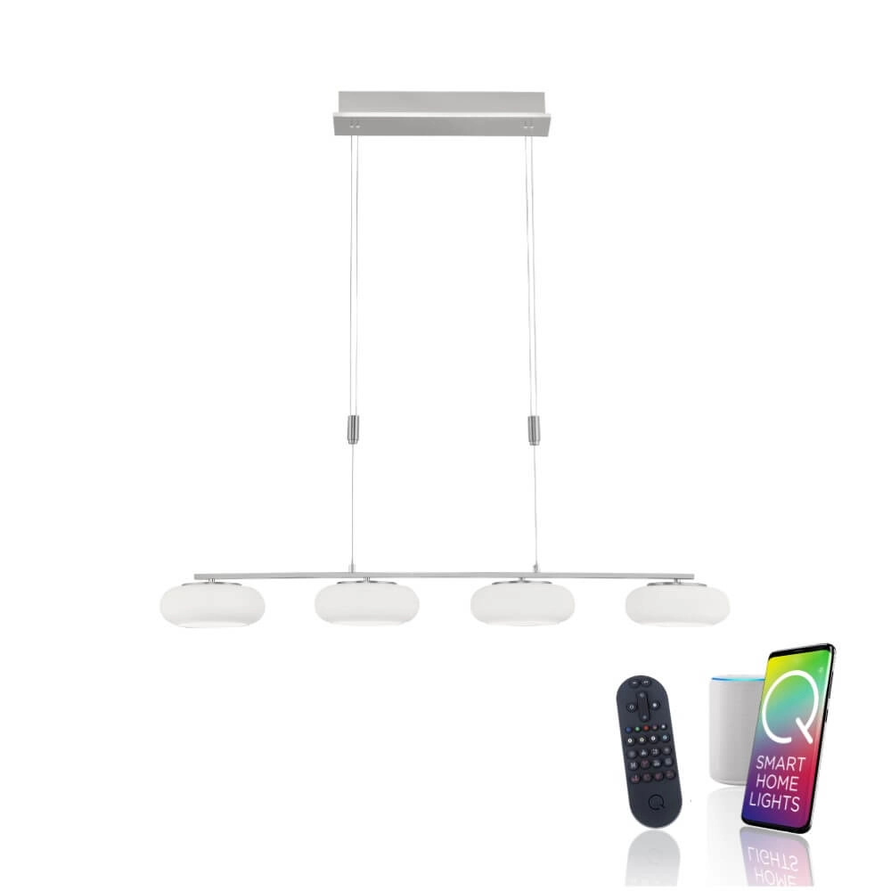 Lampe suspendue 4 lumières Q-Etienne en métal droit Paul Neuhaus 4012248350461