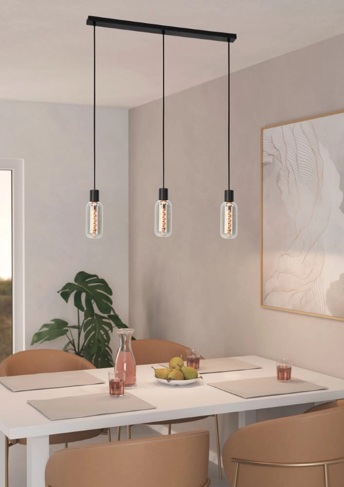 Lampe suspendue 3 lumières Majone noir Eglo 9008606295296