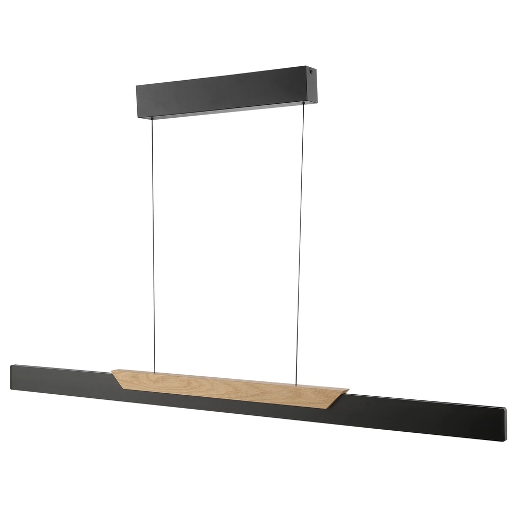 Lampe pendante de conception Arcus noir avec bois Brilliant 4004353463549