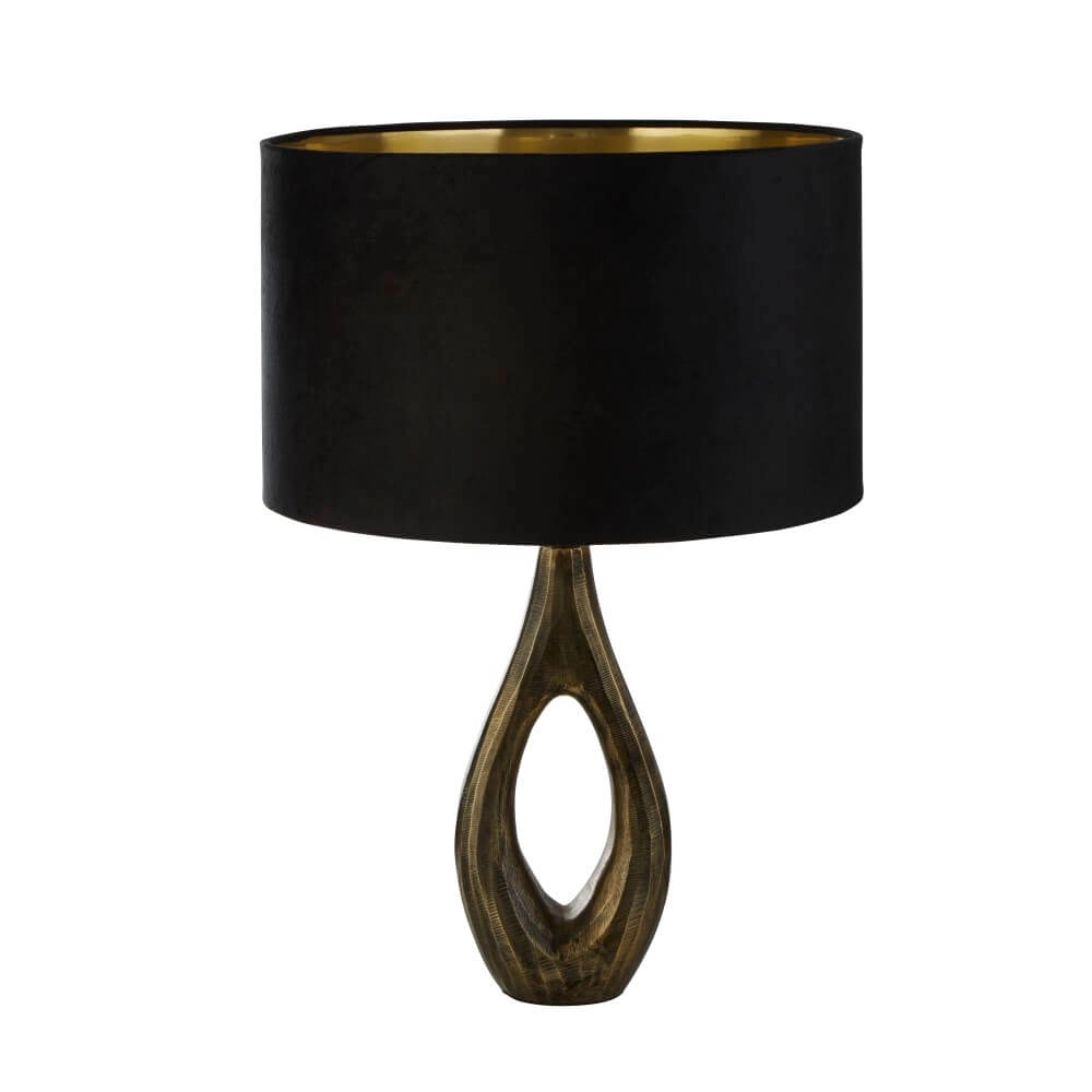 Lampe de table dorée Bucklow avec capuche noire