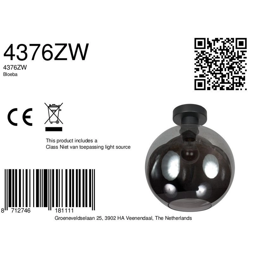 Plafonnier Bloeba verre fumé convexe Ø 30cm Steinhauer 8712746181111