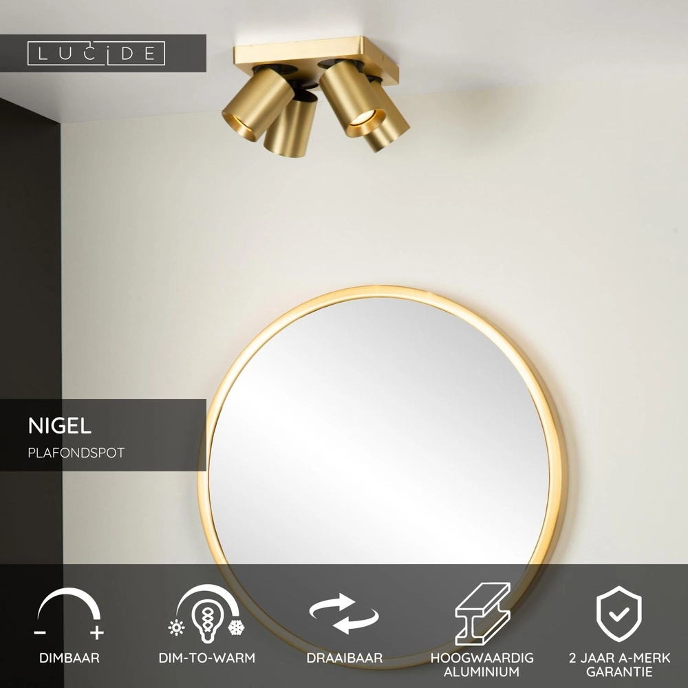 Projecteur de plafond Nigel Or 4 lumières Lucide 5411212093011