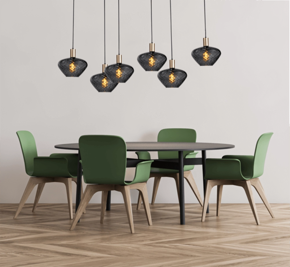 Lampe suspendue 6 lumières - dorée - Porto avec des verres à fumée Blossom Masterlight 8718121270524