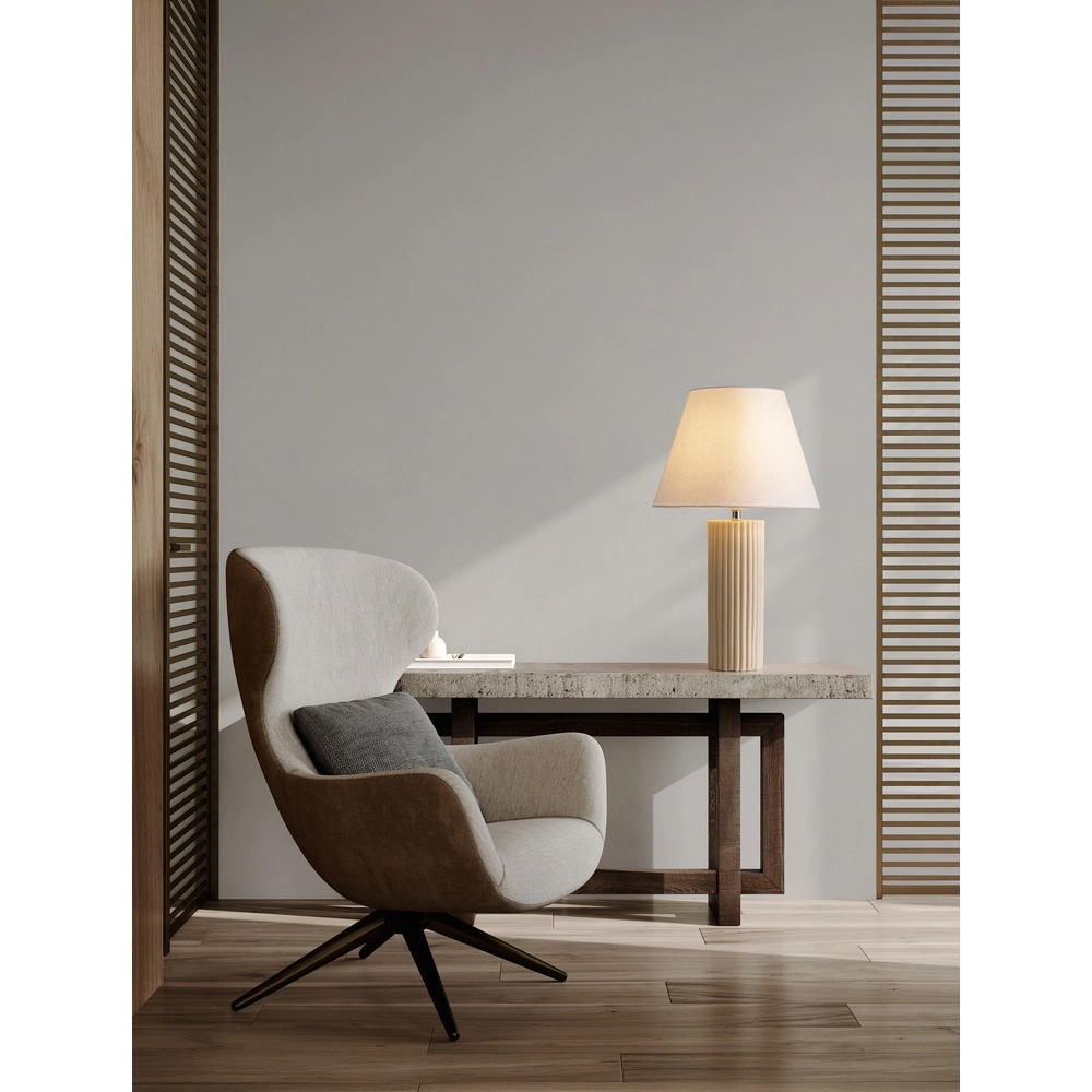 Lampe de table Bacco Beige avec abat-jour blanc Lyora 5212017468161