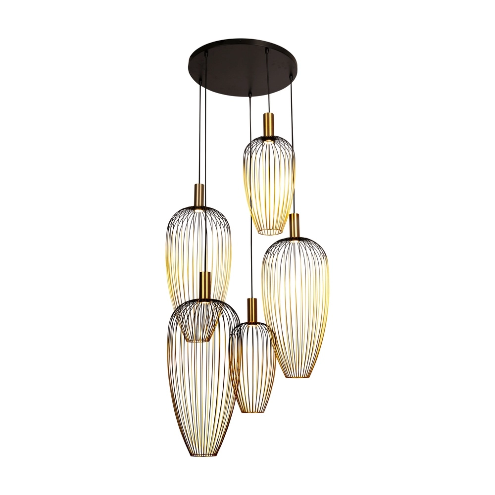 Lampe à fil à 5 lumières Aurelie Or