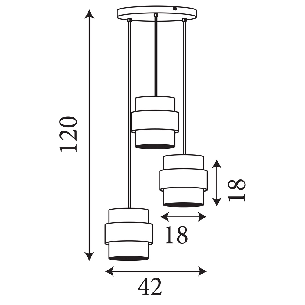 Suspension Royal 3-brun sable clair Searchlight 5053423296784