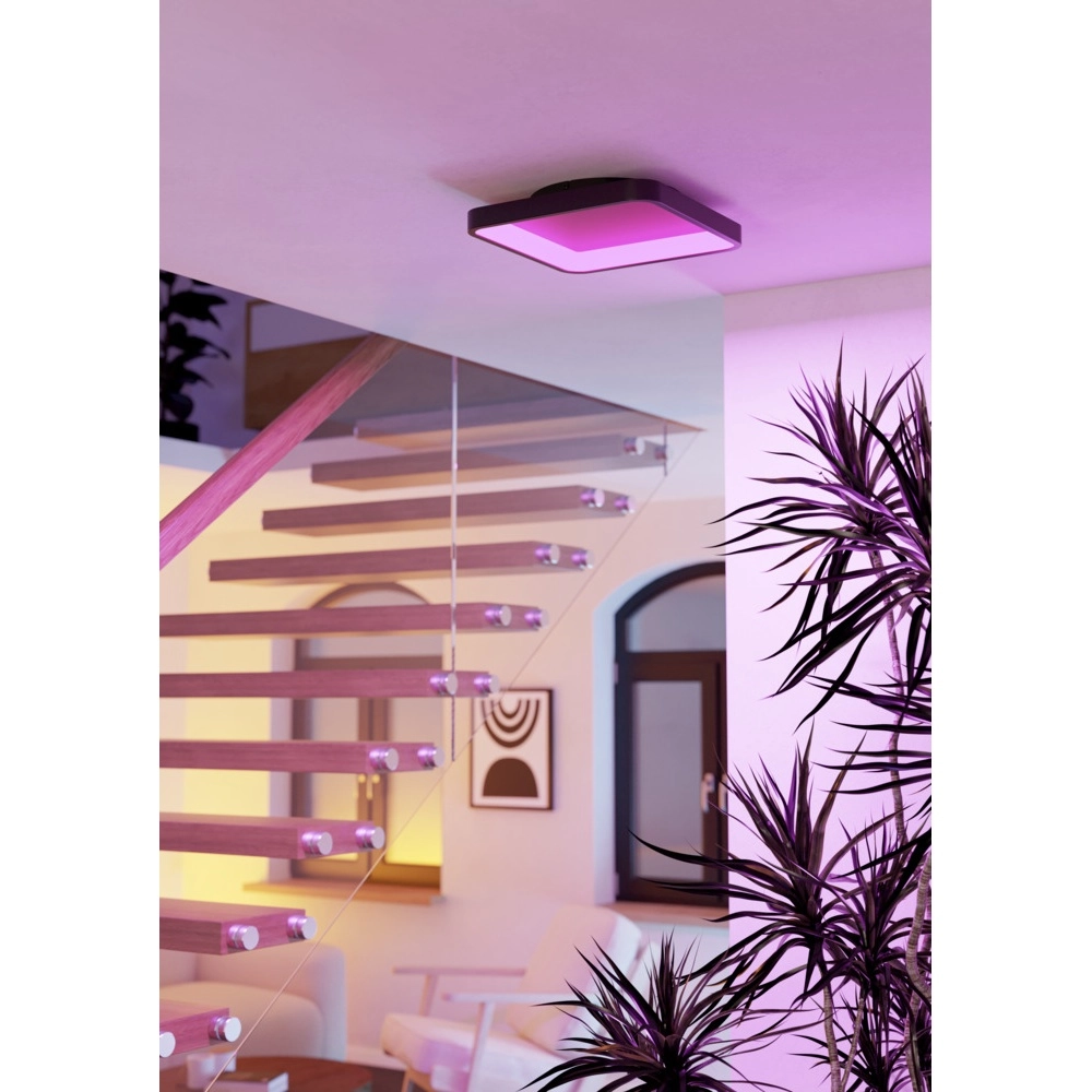 Plafonnier carré Loretello-Z Noir intelligent Eglo 9008606358229