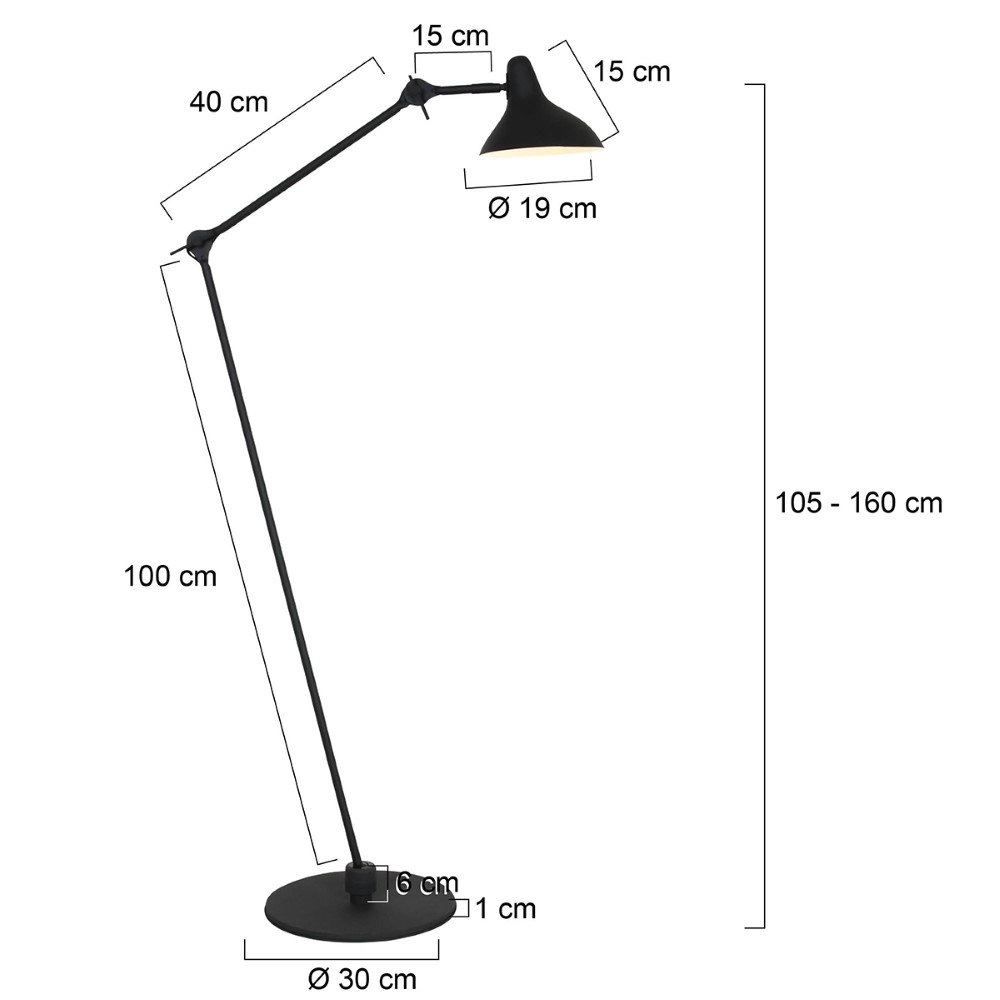 Lampe de lecture noire Kasket 105 cm Steinhauer 8712746132779