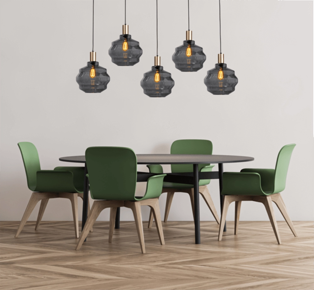 Lampe suspendue 5 lumières - dorée - Porto avec verres à fumée Ball - Ø 30cm Masterlight 8718121270166