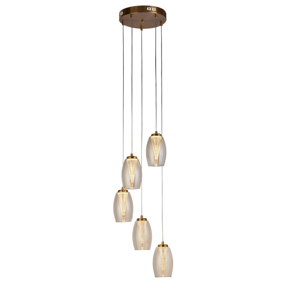 Lampe suspendue 5 lumières Cyclone bronze Lampe suspendue 5 lumières Cyclone bronze