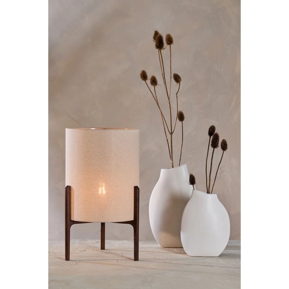 Lampe de table Litto Ø 35cm - noyer avec lin naturel Light & Living 8717807792718