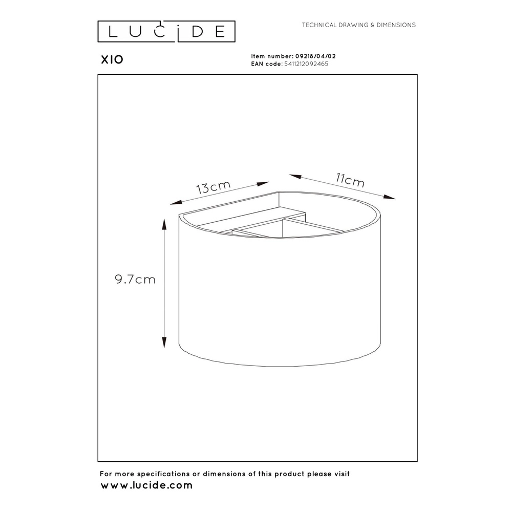Tache de mur arrondi Xio 2700K or Lucide 5411212092465