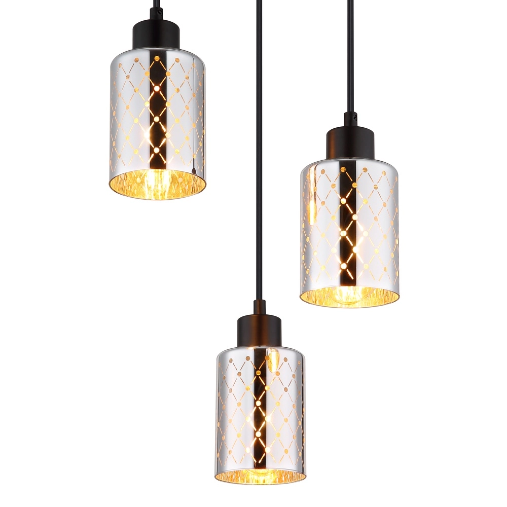 Lampe pendante de conception Alonso Projectile noire à 3 lumières Globo 9007371578252