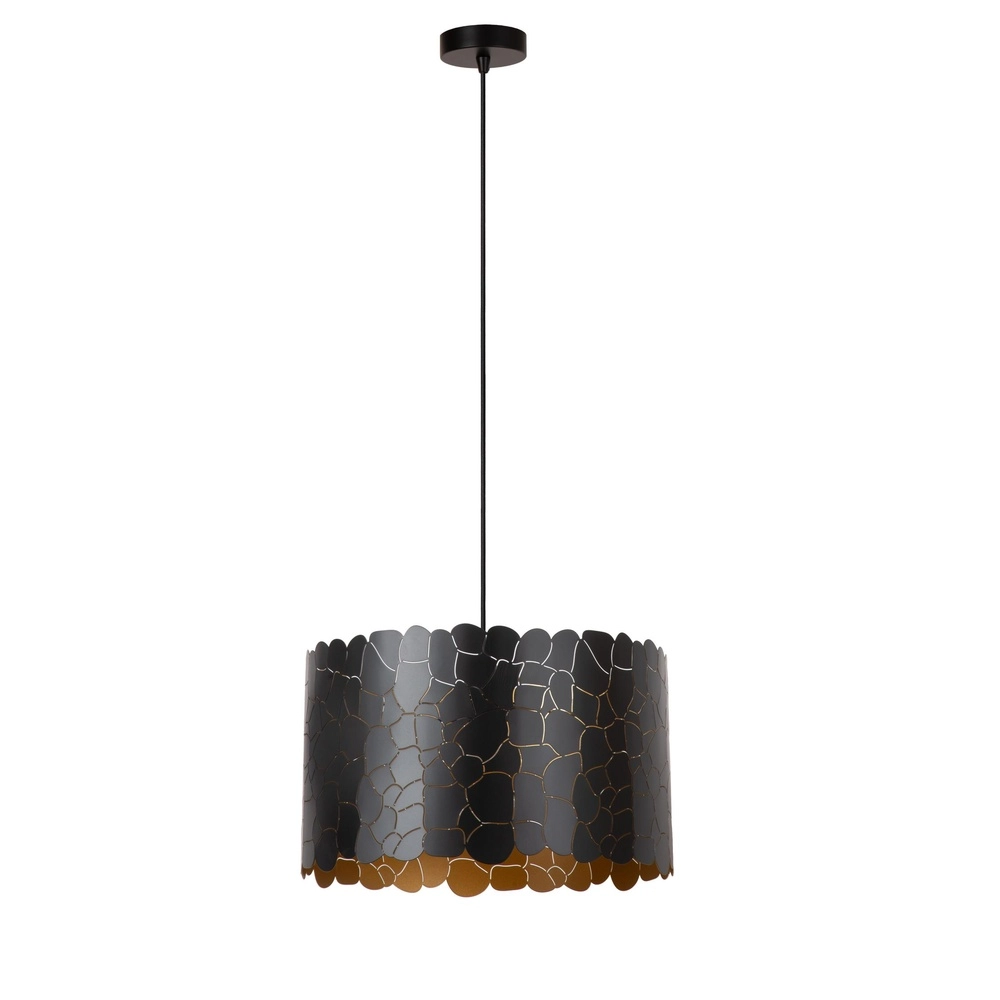 Lampe suspendue Almelo noir avec or à l’intérieur Ø 40cm