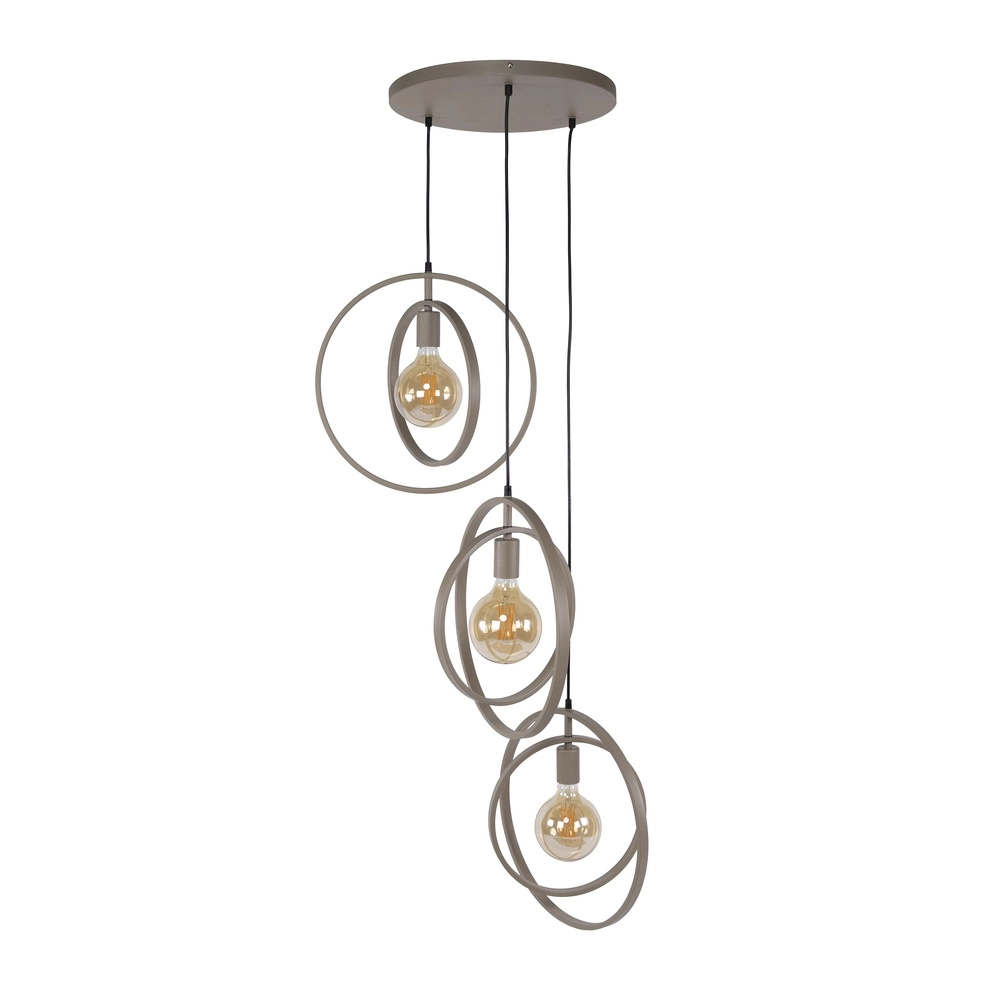 Table de salle à manger à 3 lampes suspendues Turn Ø 40 cm - sable - excl E27 Lyora 8716803513136
