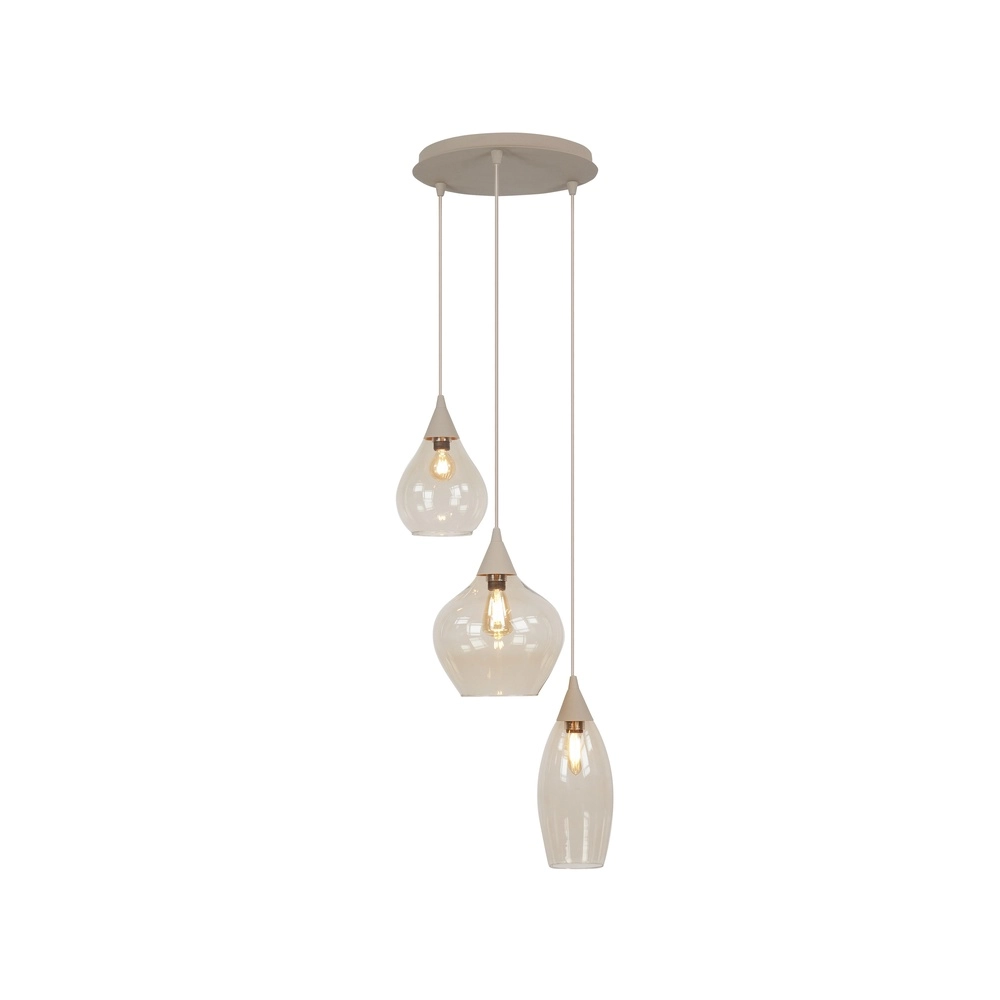 Lampe suspendue Cambio brun sable à 3 lumières