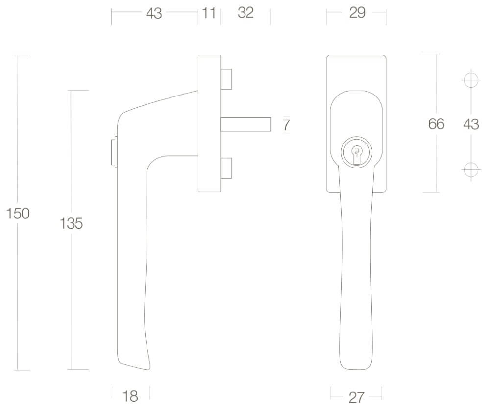 Poignée de fenêtre verrouillable Ventra laiton laqué Intersteel 8714186053997