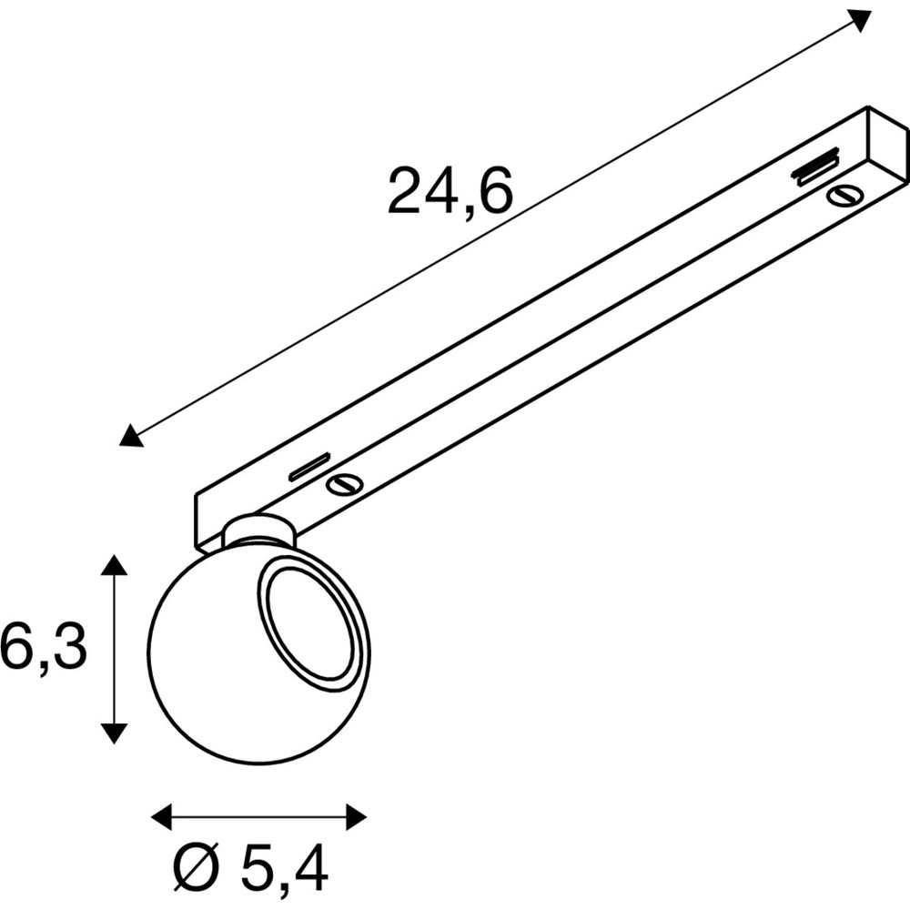 Spot ferroviaire Dysko 1 phase blanche avec noir SLV 4024163317054