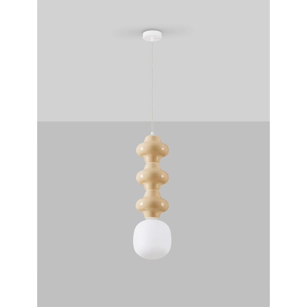 Suspension Clio L céramique jaune avec verre blanc Lyora 5212017461353