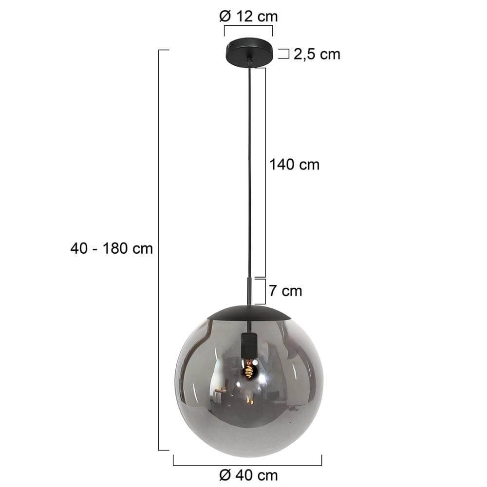 Suspension Bollique noir avec verre fumé Steinhauer 8712746177558