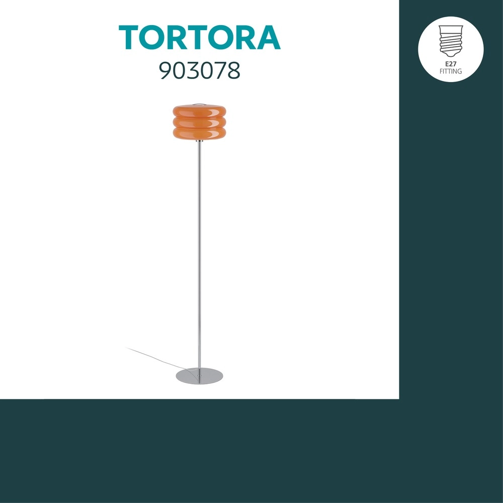 Lampadaire de conception Tortora chrome avec orange Ø 30cm Eglo 9008606405626