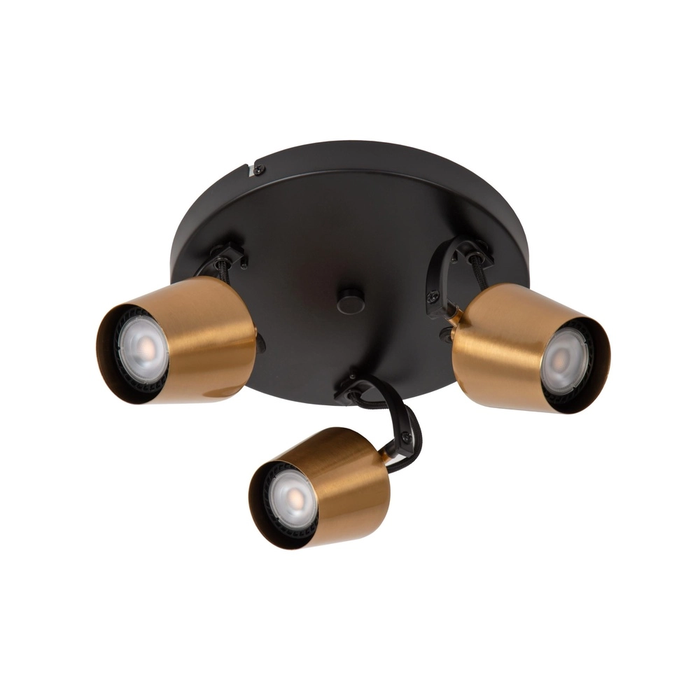 Lampe de plafond à 3 lumières Emile noir avec or