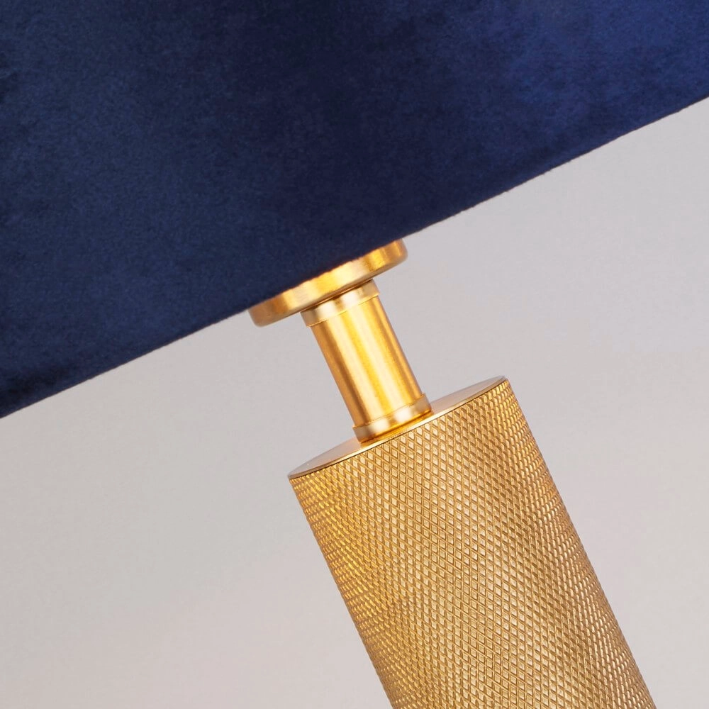 Lampe de table dorée London avec capuche bleue Searchlight 5053423248295